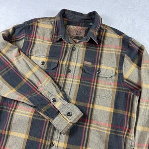 Orvis Flannel Shirt Mens Medium Heavy Cotton Flannel Fleece Plaid Shacket Jacket